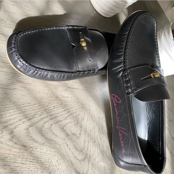 Versace loafers size 44 Versace Multicolor Leather Baroque Drivers Loafers Size 44  main image 4
